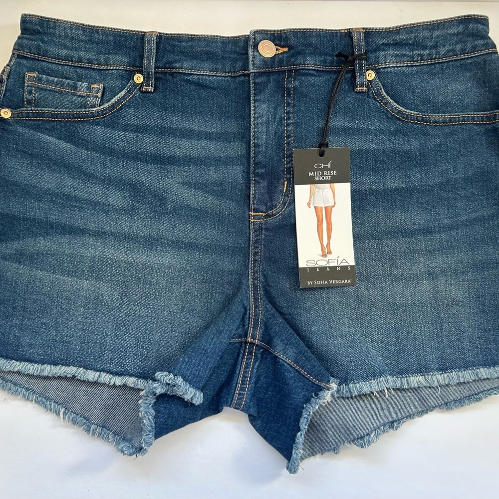 Sofia Vergara Chi Mid Rise Shortie Shorts Women's Size 8 Blue